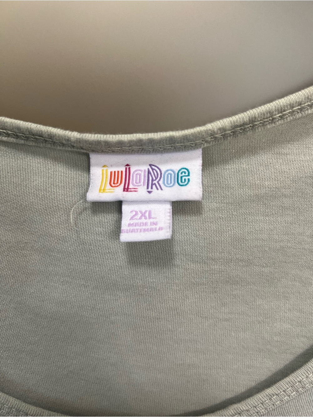 LuLaRoe Light Sage Green Scoop Neck Short Sleeve Top - Picture 2 of 3